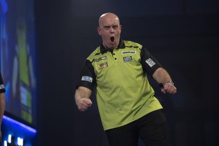 Michael van Gerwen playing at the World Darts Championship