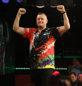 Kevin Painter during the 2022 Jenningsbet World Seniors Darts Championship at the Circus Tavern.