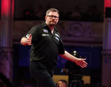 James Wade on stage at the Betfred World Matchplay.