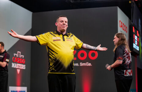 Dave Chisnall enjoying the 161 checkout.