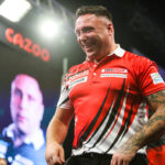 Gerwyn Price on the Premier League Darts stage.