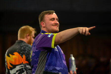Luke Littler celebrates
