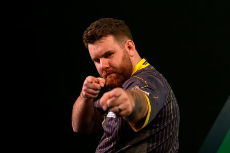 Scott Williams celebrates at the PaddyPower PDC World Darts Championship. Credit: PDC