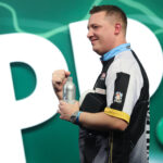 Chris Dobey on stage at the Paddy Power World Darts Championship.