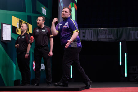 Luke Littler playing at the Dutch Darts Masters