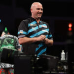 Rob Cross playing at the 2024 BetMGM Premier League Darts