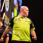 Michael van Gerwen celebrating at the 2024 Premier League Darts.