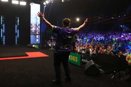 Luke Littler on stage at the Australian Darts Masters