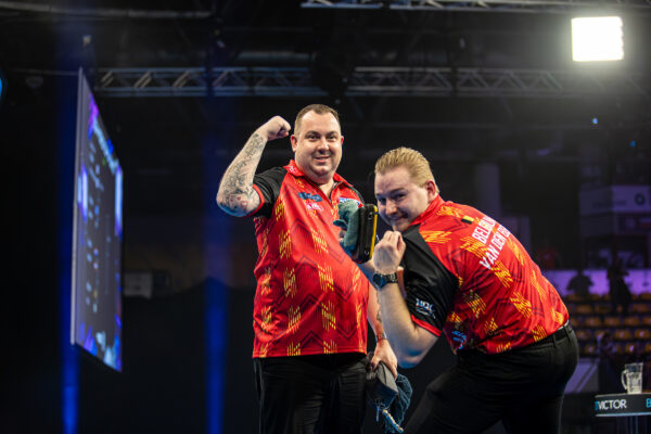 Kim Huybrechts and Dimitri van den Bergh enjoyed shutting Michael van Gerwen up “Normally he has the biggest mouth on the whole ProTour”