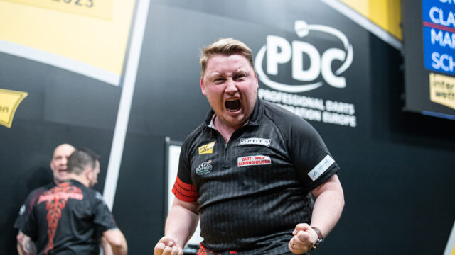 Martin Schindler wins the Swiss Darts Trophy after surviving seven match darts