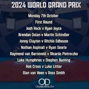 2024 BoyleSports World Grand Prix Night One Schedule
