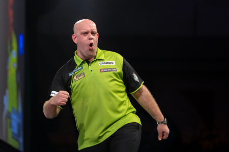 Michael van Gerwen on stage at the Paddy Power World Darts Championship.