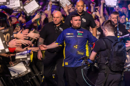 Luke Littler on the walk on area during the 2025 Premier League Darts.