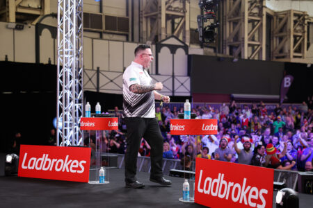 Rob Owen on stage at the 2025 UK Open.