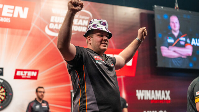 Dirk van Duijvenbode with Fireworks at the German Darts Championship