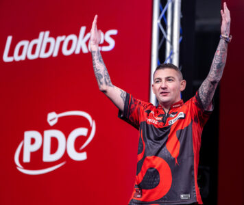 Nathan Aspinall at the 2025 Players Championship Finals