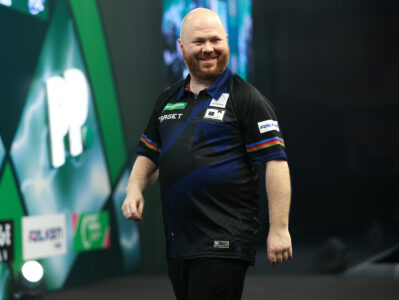 Justin Hood on stage during the Paddy Power World Darts Championship.