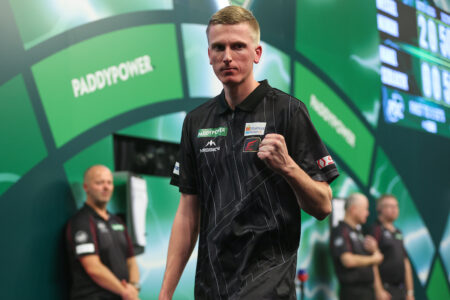 Wessel Nijman on stage at the Paddy Power World Darts Championship.