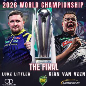 An image of the players involved in the 2026 World Darts Championship Final, Luke Littler and Gian van Veen.
