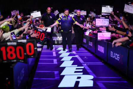 Luke Littler in the walk on area at the 2026 Winmau World Masters.